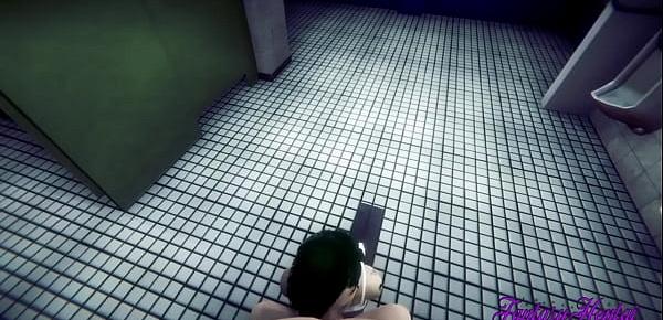 trendsCyber Punk 2077 Hentai Sex in a Public Toilet blowjob sucking a big dick with cum in her mouth and creampie in pussy